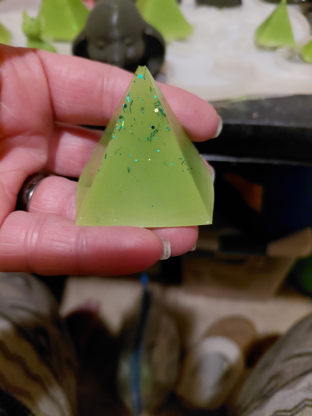 Handmade Lime Green Pyramid Accent - Decorative Home Accent